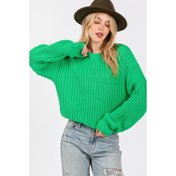 SAGE + FIG Green Round Neck Drop Shoulder Sweater Women's NEW Winter Gift - Picture 1 of 6